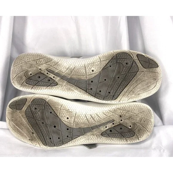 LANDS END Women's Size 11B MARY JANE SHOE White/Gray MESH FLATS SNEAKERS #481528 - Picture 3 of 10